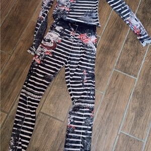 Source Unknown Black and White Striped Jumpsuit